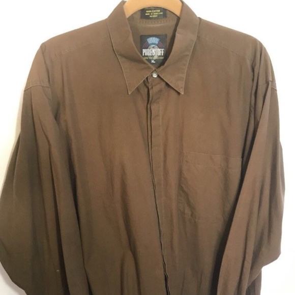 Pure Stuff Men's Long Sleeve Shirt Brown - Picture 1 of 5